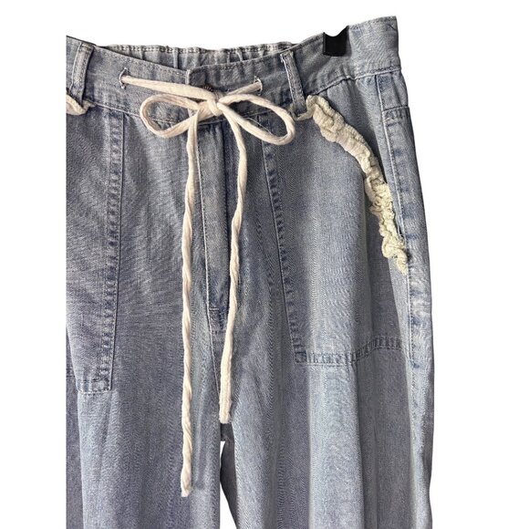 POL Light Wash Denim Patchwork Wide Leg Pants Small New - Picture 11 of 15